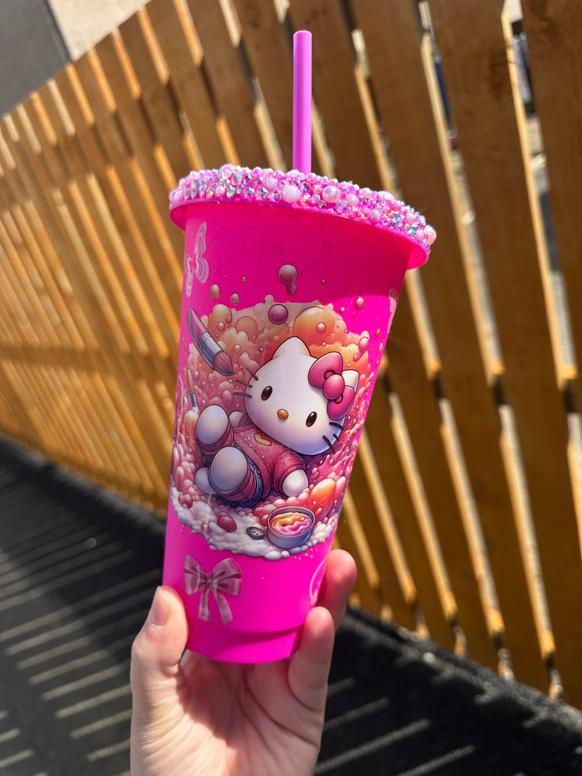 Personalised cold cup with gem lid